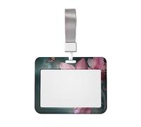Porta badge con orchidea fiore e farfalla, morbido e primaverile, con cordino, clip per proteggere i documenti d'identità, per infermiere, dottori, insegnanti