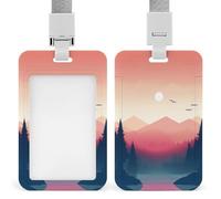 Porta badge con paesaggi minimalisti nebbiosi tramonto ID clip retrattile porta carte di credito protezione nome badge targhetta per lavoro ufficio medico infermiera