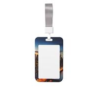 Porta badge con paesaggio di New York City con cordino verticale in plastica con finestra trasparente, protezione impermeabile per carte d'identità, custodia per badge da lavoro, per infermieri