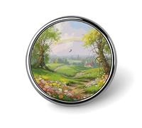 Porta badge con paesaggio primaverile, distintivo rotondo personalizzato con immagine, spilla con bottone in lega di alluminio, spilla squisita, spille con bottone alla moda, spille decorative per ves