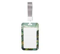 Porta badge con paesaggio tropicale con cordino verticale in plastica con finestra trasparente, protezione impermeabile per carte d'identità, custodia per badge da lavoro, per infermieri, insegnanti e