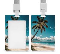Porta badge con palma Hawaii, porta badge con cordino staccabile, design impermeabile per ufficio, posto di lavoro