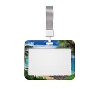 Porta badge con palma tropicale Hawaii Beach con cordino porta carte d'identità in plastica impermeabile porta carte di identità scorrevole porta badge per ufficio lavoro aziendale