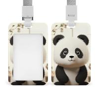 Porta badge con panda, bianco, con cordino, per carta d'identità verticale, multiuso, per ufficio, insegnanti, infermieri