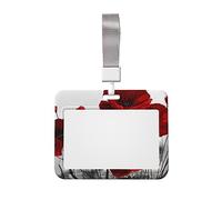 Porta badge con papavero rosso stampato con cordino, clip di protezione per documenti d'identità, grazioso porta badge per infermiere, dottori, insegnanti
