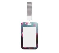 Porta badge con piccoli fiori porta badge scorrevole porta badge verticale in plastica custodia protettiva per donne uomini porta carte d'identità con cordino da lavoro manica per ufficio