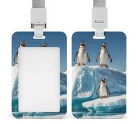Porta badge con pinguini sull'iceberg, porta badge con cordino staccabile, design impermeabile per ufficio, posto di lavoro