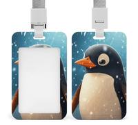 Porta badge con pinguino nella neve con cordino impermeabile porta carte d'identità per lavoro, ufficio, insegnante, infermiera