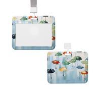Porta badge con pittura a olio di ombrelli con cordino staccabile, in plastica, impermeabile, per lavoro, ufficio, infermiera, dottore, insegnante