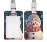 Porta badge con pupazzo di neve carino con cordino, cordino staccabile, custodia protettiva verticale per carta d'identità, porta badge multiuso per ufficio, insegnante, infermiera