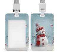 Porta badge con pupazzo di neve natalizio con cordino, cordino staccabile, custodia protettiva verticale per carte d'identità, porta badge multiuso per ufficio, insegnanti, infermieri
