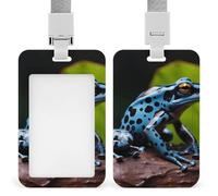 Porta badge con rana dardo blu con cordino, cordino staccabile, custodia protettiva verticale per carte d'identità, porta badge multiuso per ufficio, insegnanti, infermieri