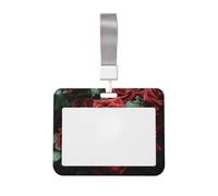 Porta badge con rosa rossa e nera, impermeabile, con finestrella trasparente, per donne, uomini, personale in ufficio, insegnanti, infermieri