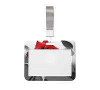 Porta badge con rosa rossa e nera, impermeabile, con finestrella trasparente, per donne, uomini, personale in ufficio, insegnanti, infermieri