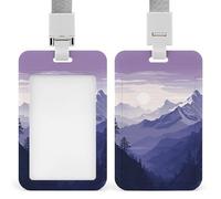 Porta badge con sagoma di montagne con cordino staccabile, porta carte d'identità verticale in plastica impermeabile, per lavoro, ufficio, insegnante, infermiera, dottore
