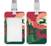 Porta badge con scena natalizia con cordino, impermeabile, porta carte d'identità, per lavoro, ufficio, insegnante, infermiera
