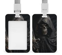 Porta badge con scheletro in accappatoio con cordino, cordino staccabile, custodia protettiva verticale per carte d'identità, porta badge multiuso per ufficio, insegnanti, infermieri