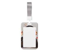 Porta badge con scimmia musicale, porta badge scorrevole, verticale, in plastica, per donne e uomini, con cordino, custodia per badge da lavoro, per ufficio