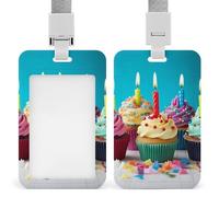 Porta badge con scritta "Happy Birthday", con cordino staccabile, protezione verticale in plastica, resistente, per insegnanti, infermieri, ufficiali, personale di sicurezza