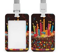 Porta badge con scritta "Happy Birthday", porta badge con cordino staccabile, design impermeabile per ufficio, posto di lavoro