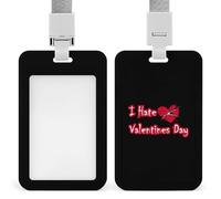 Porta badge con scritta "I Hate Valentine's Day", con cordino, per insegnanti, infermieri, dottori