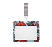 Porta badge con scritta "Merry Christmas", con cordino, con clip per proteggere i documenti d'identità, per infermiere, dottori, insegnanti