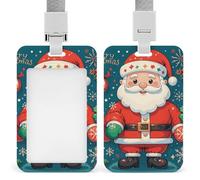 Porta badge con scritta "Merry Christmas", porta badge scorrevole per carta d'identità, protezione verticale per cordino, impermeabile, porta targhetta, per dottore, insegnante, infermiera