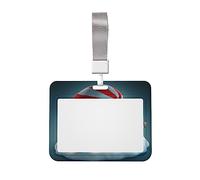 Porta badge con scritta "Merry Christmas" stampato con cappello di Babbo Natale, con cordino, clip per proteggere i documenti d'identità, per infermiere, dottori, insegnanti