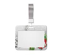 Porta badge con scritta "Merry Christmas with Happy Snowman stampato", con cordino, clip di protezione per documenti d'identità, per infermiere, dottori, insegnanti