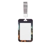 Porta badge con scritta "New York City, porta badge scorrevole, verticale, in plastica, per donne e uomini, con cordino, custodia per badge da lavoro, per ufficio
