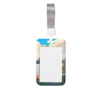 Porta badge con scritta "Outside the Castle Gate". Porta badge scorrevole con cordino, custodia per carta d'identità stampata