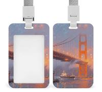 Porta badge con scritta "San Francisco", con cordini, retrattile, verticale, in plastica, porta badge identificativo e portachiavi, per insegnanti, infermiere, dottori, ufficio, regalo per colleghi