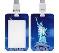 Porta badge con scritta "Statua della Libertà" di New York, con cordino, per infermiere, insegnanti, ufficiali