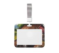 Porta badge con scritta "Tractor On The Farm", impermeabile, con finestra trasparente per documenti, per donne, uomini, personale in ufficio, insegnanti, infermieri