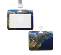 Porta badge con scritta "View from Space America On The Day", con cordino staccabile, in plastica, impermeabile, per lavoro, ufficio, infermiera, dottore, insegnante