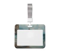 Porta badge con scritta "Woman Alone Standing on Beach Sliding Id Badge Holder Hard Plastic Work Card Case Name Tag Protector for Nurses Office