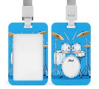 Porta badge con sfondo blu e cordino di sicurezza in plastica ABS, porta targhette con finestra frontale trasparente, protezione per carte a scorrimento, regalo per infermieri, insegnanti, personale