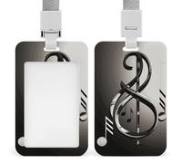 Porta badge con simbolo musicale con cordino, cordino staccabile, custodia protettiva verticale per carte d'identità, porta badge multiuso per ufficio, insegnanti, infermieri