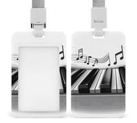 Porta badge con simbolo musicale di pianoforte, porta badge con cordino staccabile, design impermeabile per ufficio, posto di lavoro