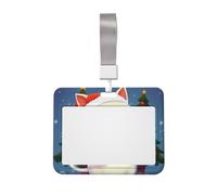 Porta badge con simpatico gatto che canta canti natalizi con cordino orizzontale in plastica con finestra trasparente, protezione impermeabile per carte d'identità, custodia per badge da lavoro, per