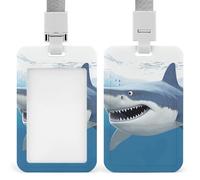 Porta badge con squalo bianco con cordino, cordino staccabile, custodia protettiva verticale per carta d'identità, porta badge multiuso per ufficio, insegnanti, infermieri