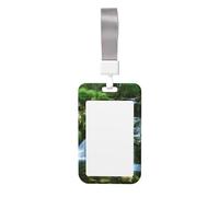 Porta badge con stampa a cascata che scorre verso il basso, con cordino, targhetta identificativa scorrevole, in plastica rigida, porta badge da lavoro, per insegnanti di ufficio, donne e uomini