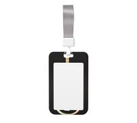 Porta badge con stampa a forma di chitarra, colore nero, con copertura scorrevole su entrambi i lati, in grado di scansionare la pellicola trasparente