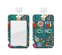 Porta badge con stampa a tema scienza dei cartoni animati, con cordino staccabile, per dottore, insegnante, infermiere, personale e ufficio