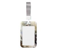 Porta badge con stampa ad acquerello di falco seduto sull'albero, porta carte di credito scorrevole, custodia protettiva verticale per carte d'identità, con cordino per ufficio
