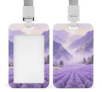 Porta badge con stampa della valle della lavanda verticale, adatto per ufficio, scuola, carta d'identità, chiavi, patente di guida e pass