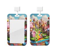 Porta badge con stampa di Candy Land con cordino staccabile, per dottore, insegnante, infermiere, personale e ufficio