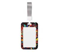 Porta badge con stampa di chiave di musica colorata, porta carte di identità scorrevole, custodia protettiva verticale per carte d'identità con cordino per ufficio