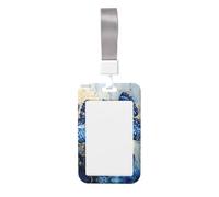 Porta badge con stampa di farfalle blu, con moschettone e cordino staccabile, per lavoratori e infermieri