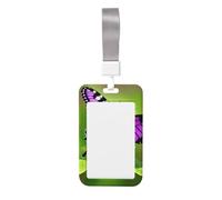 Porta badge con stampa di farfalle viola con moschettone e cordino staccabile per lavoratori e infermieri
